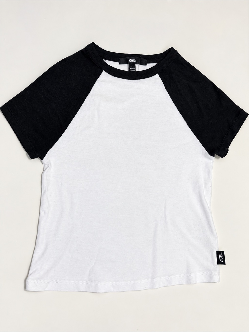 Vans Kids Two-Tone Black and White Raglan Tee